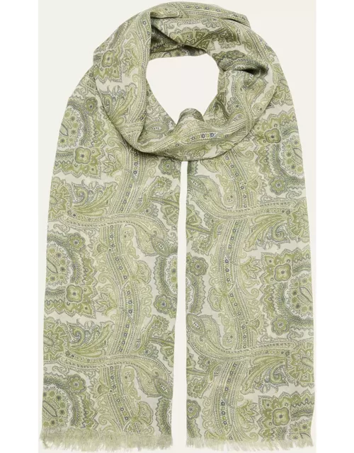 Men's Cashmere and Silk Paisley-Print Scarf