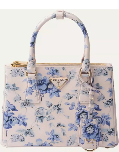 Galleria Flower-Print Leather Top-Hanlde Bag