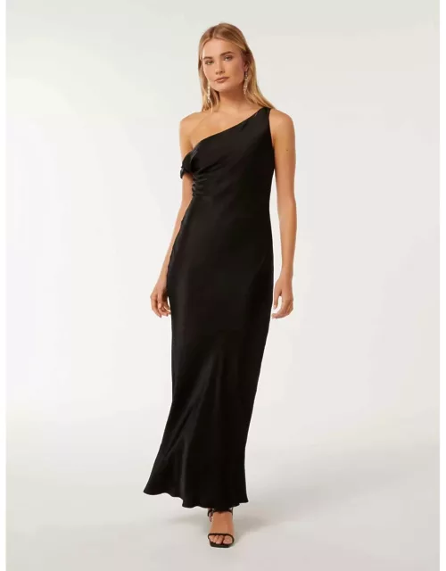 Forever New Women's Blake Satin Off-Shoulder Maxi Dress in Black