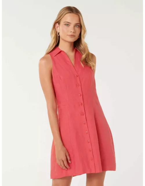 Forever New Women's Aletta Button-Front Mini Dress in Bright Berry