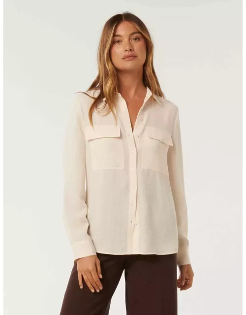 Forever New Women's Samara Long-Sleeve Shirt in Ivory