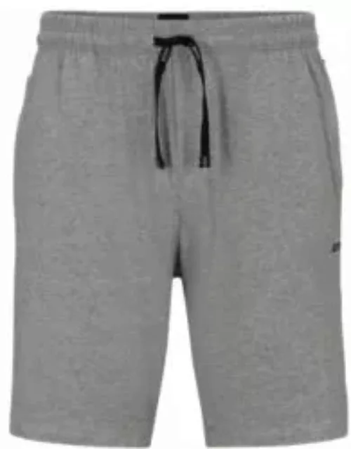 Stretch-cotton shorts with contrast logo and drawcord- Grey Men's Loungewear