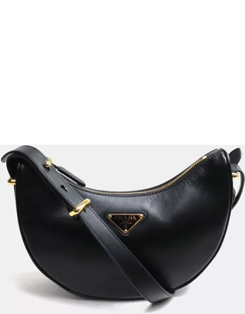 Prada Black Leather arque Shoulder Bag