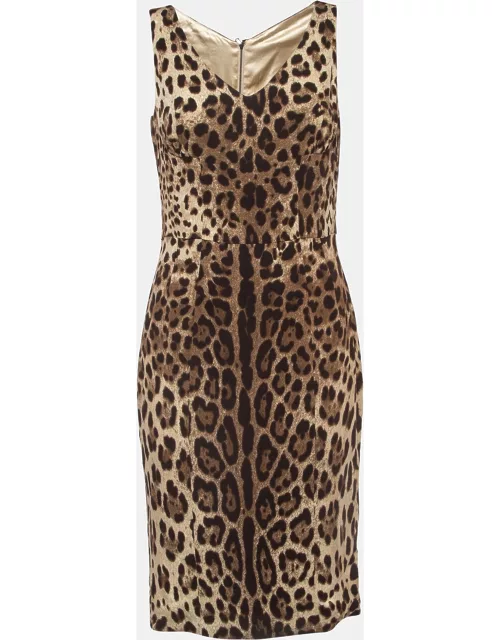 Dolce & Gabbana Brown Leopard Print Sleeveless Short Dress