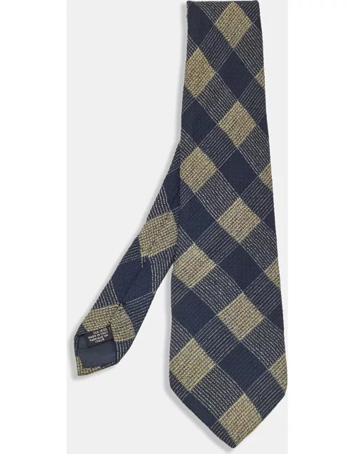 Giorgio Armani Vintage Blue Checked Silk Tie