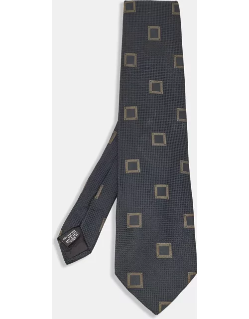 Giorgio Armani Vintage Blue Jacquard Silk Traditional Tie