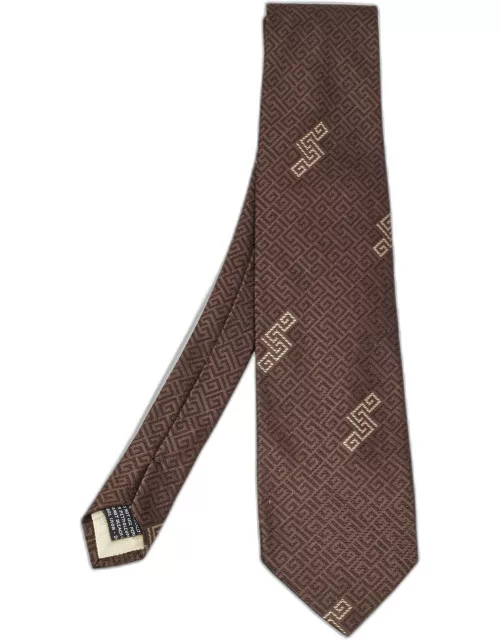 Gianni Versace Vintage Brown Jacquard Silk Tie