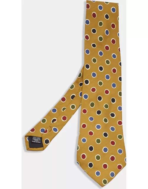 Boss By Hugo Boss Yellow Dotted Silk Traditional Tie