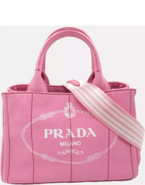Prada Pink Canvas Canapa Tote Bag