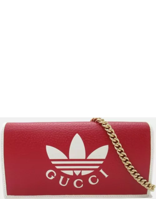 Gucci x Adidas Red Leather Wallet on Chain