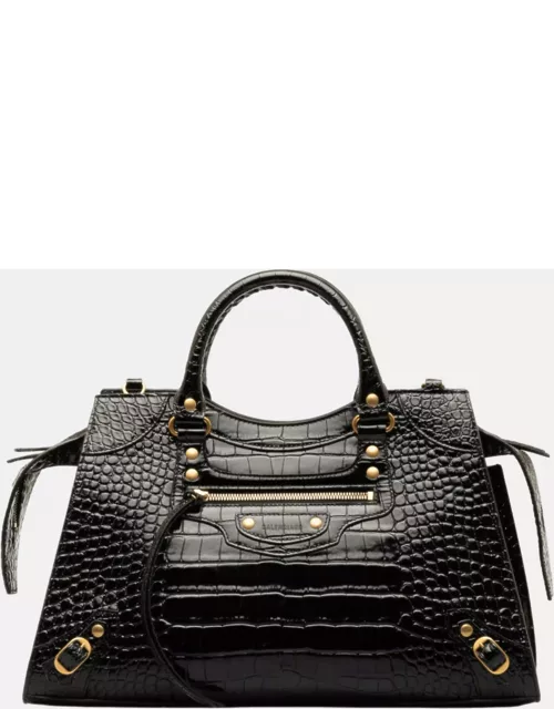 Balenciaga Black Embossed Leather Neo Classic Shoulder Bag