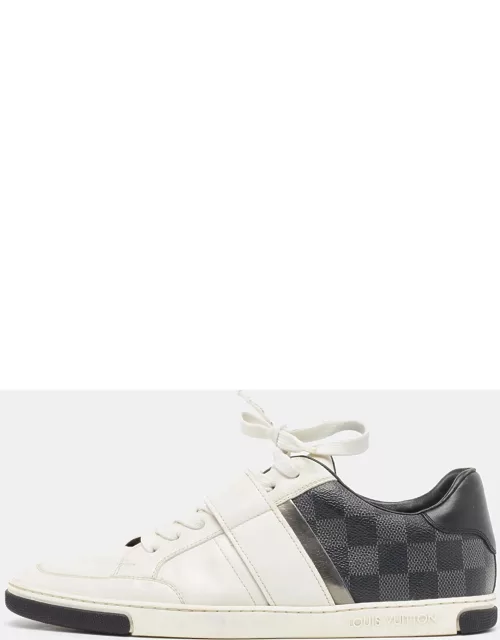 Louis Vuitton White Leather and Damier Graphite Canvas Low Top Sneaker