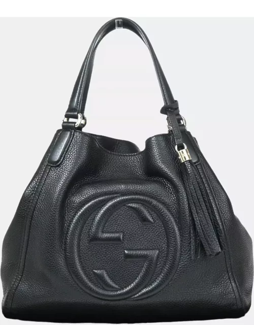 Gucci Black Leather Medium Soho Tote Bag