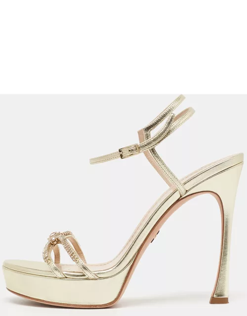 Dior Gold Metallic Leather Ankle Strap Ankle Strap Sandal