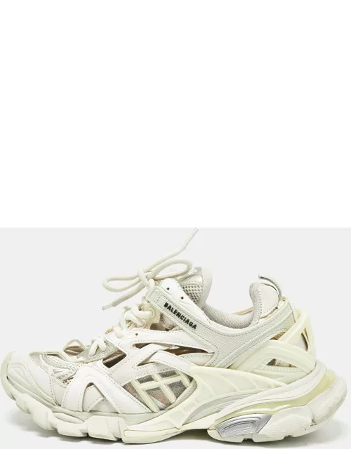Balenciaga White/Grey Leather and Mesh Track Sneaker