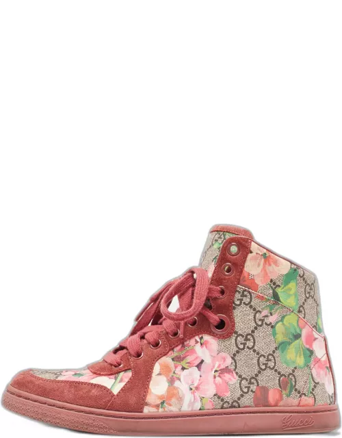 Gucci Multicolor GG Floral Canvas And Suede Leather High Top Sneaker