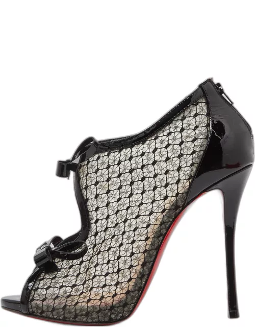 Christian Louboutin Black Patent Leather and Mesh Empiralta Bootie