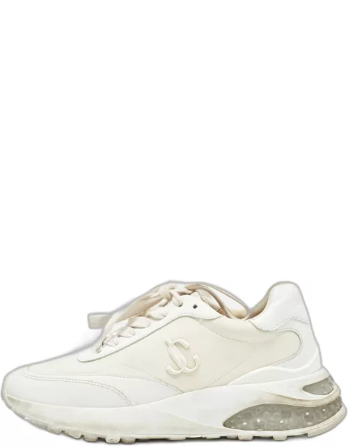 Jimmy Choo White Leather and Nylon Memphis Sneaker