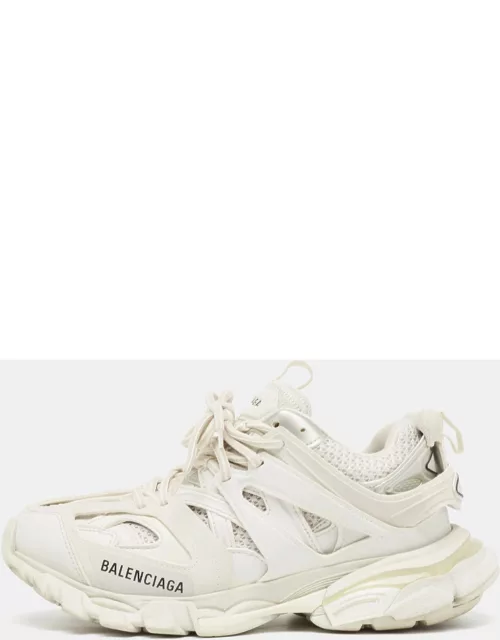 Balenciaga White Leather and Mesh Track Sneaker