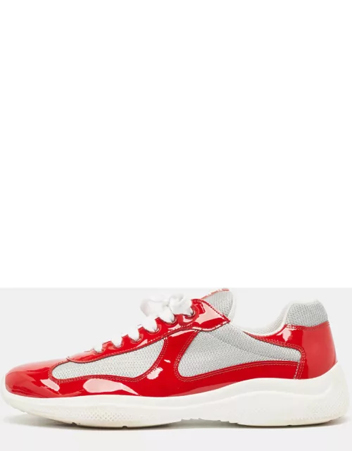 Prada Red/Grey Patent and Mesh Punta Ala Sneaker