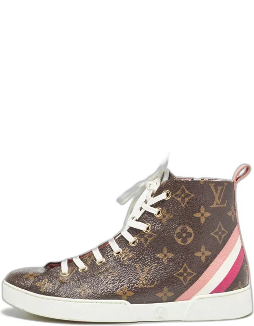Louis Vuitton Brown Monogram Canvas and Leather High Top Sneaker