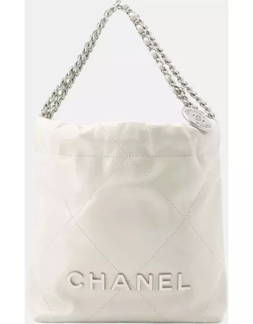 Chanel White Leather mini 22 Hobo bag