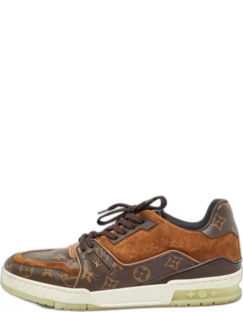 Louis Vuitton Brown Suede and Monogram Canvas Low Top Sneaker