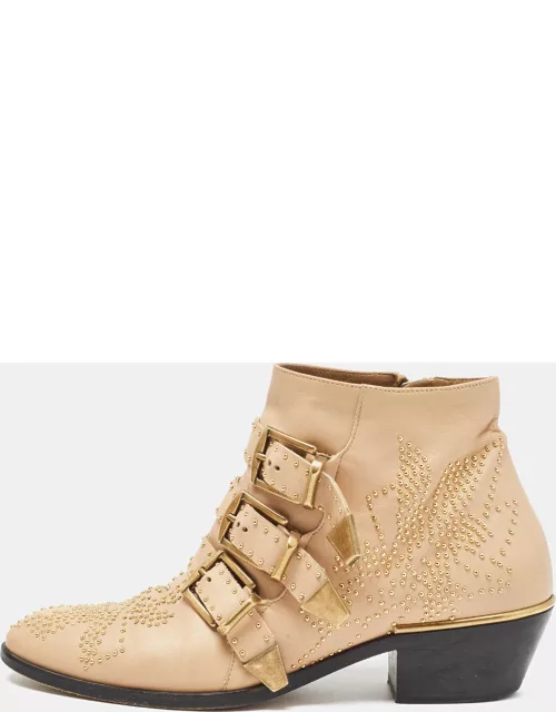 Chloe Beige Leather Susanna Ankle Boot