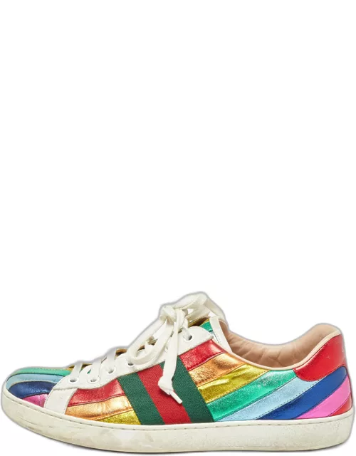 Gucci Multicolor Leather Ace Web Low Top Sneaker