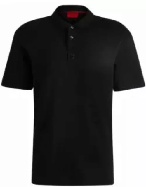 Interlock-cotton polo shirt with stacked logo- Black Men's Polo Shirt