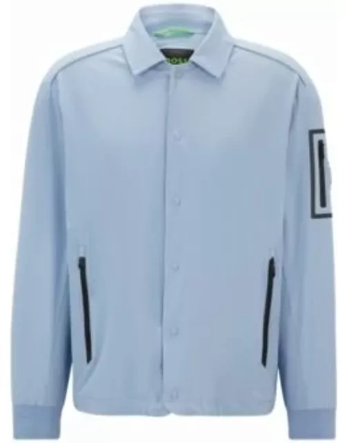 Water-repellent regular-fit jacket with contrast details- Light Blue Men's Casual Jacket