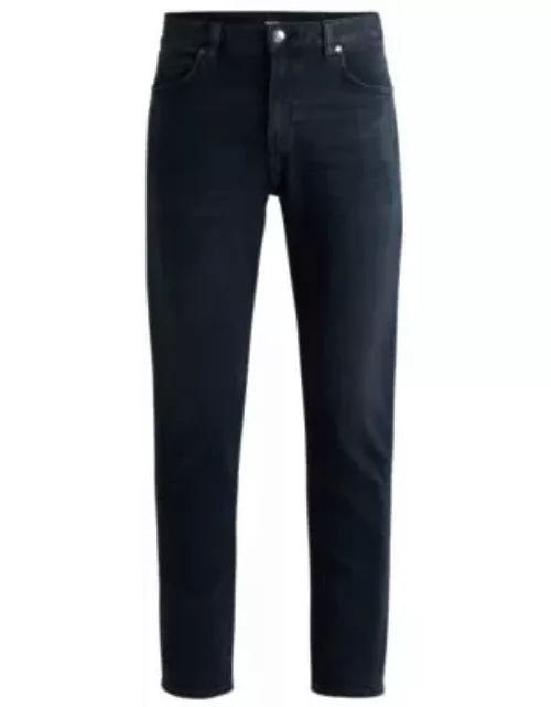 Regular-fit jeans in coal-navy Italian denim- Dark Blue Men's Jean