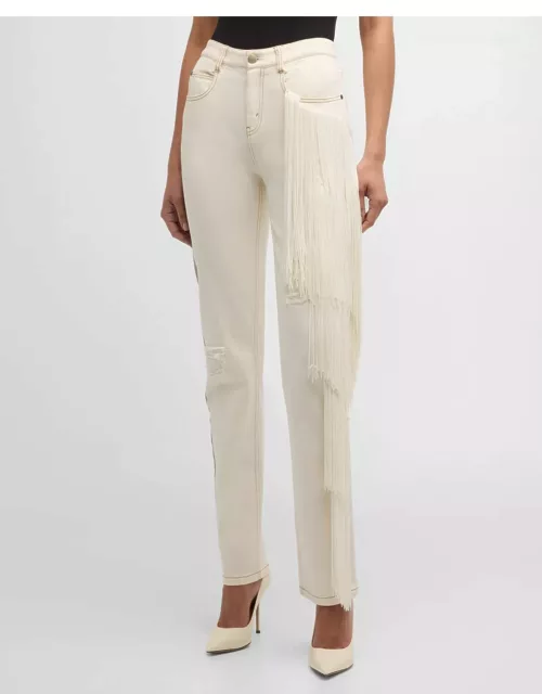 Ash White Jeans with Cascade Fringe