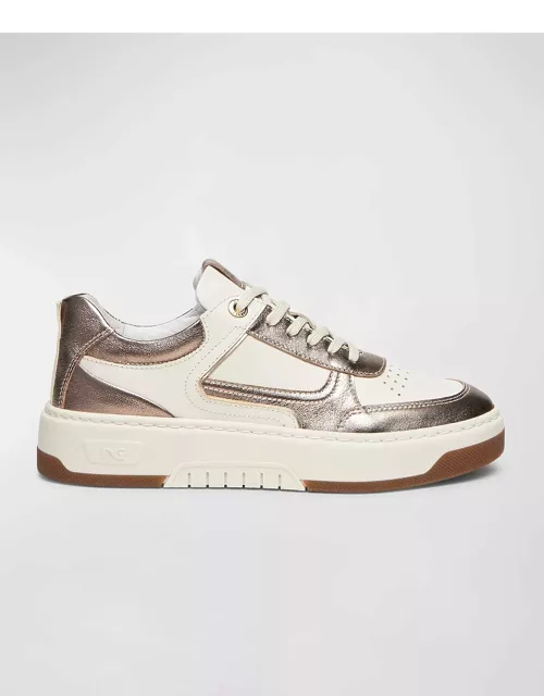 Clean Mixed Leather Low-Top Sneaker