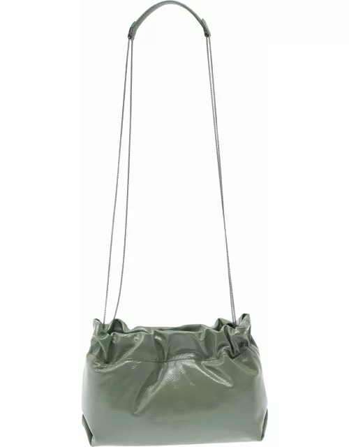Brunello Cucinelli soft Green Shoulder Bag With Precious Chain In Suede Woman