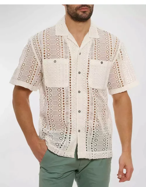 Men's Milanese Embroidered Short-Sleeve Shirt