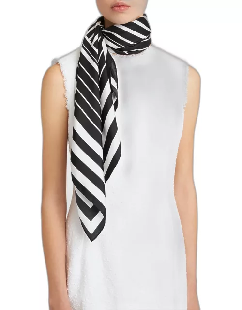 Striped Silk Twill Square Scarf