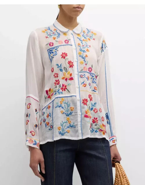 Zodea Floral-Embroidered Eyelet Top