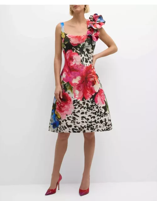 Sleeveless Floral-Print Dres