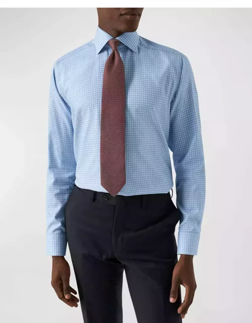 Men's Organic Cotton Twill Micro-Check Dress Shirt