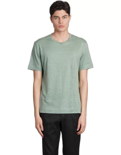 Zegna T-shirt In Green Linen