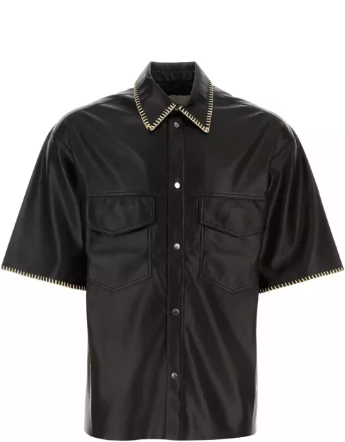 Nanushka Black Synthetic Leather Mance Shirt
