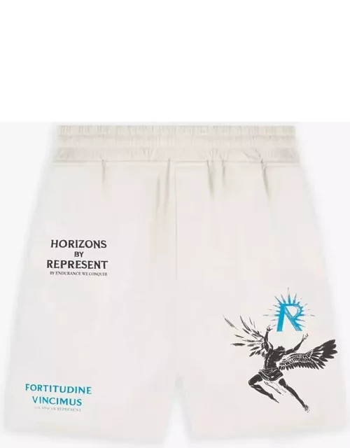 REPRESENT Icarus Short Off white lyocell shorts with Icarus graphic print and logo - Icarus Short