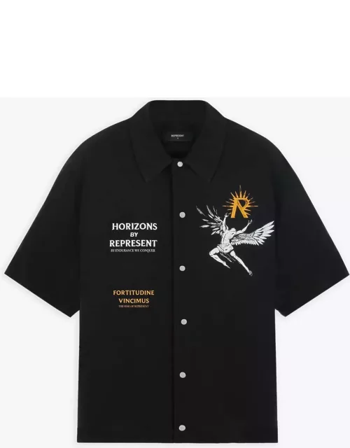 REPRESENT Icarus Ss Shirt Black lyocell shirt with Icarus graphic print and logo - Icarus Short Sleeve Shirt