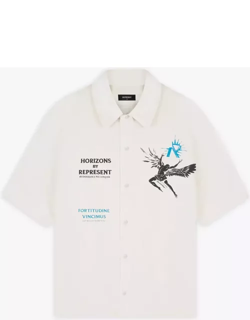 REPRESENT Icarus Ss Shirt Off white lyocell shirt with Icarus graphic print and logo - Icarus Short Sleeve Shirt