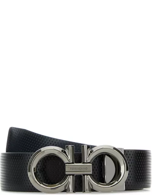 Ferragamo Black Leather Reversible Belt