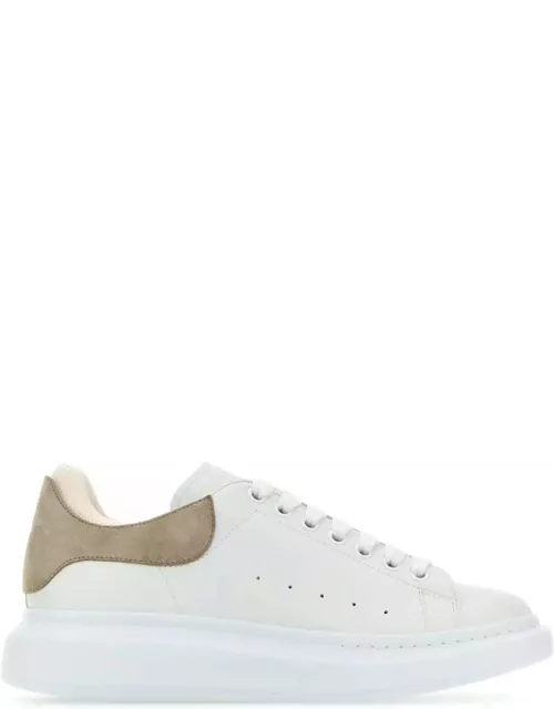 Alexander McQueen White Leather Sneakers With Beige Suede Hee