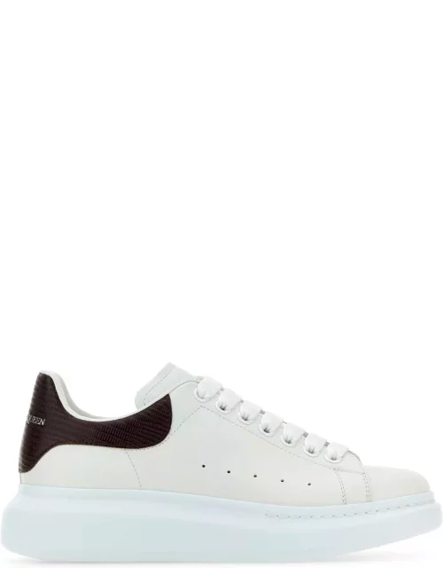 Alexander McQueen White Leather Sneakers With Burgundy Leather Hee