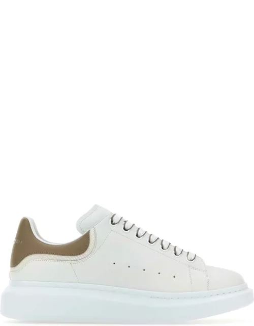 Alexander McQueen White Leather Sneakers With Dove Grey Leather Hee