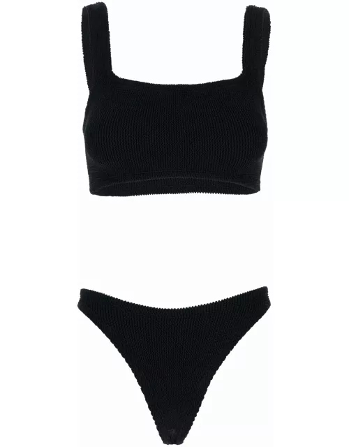 Hunza G xandra Black Bikini With Fixed Straps In Ribbed Stretch Polyamide Woman